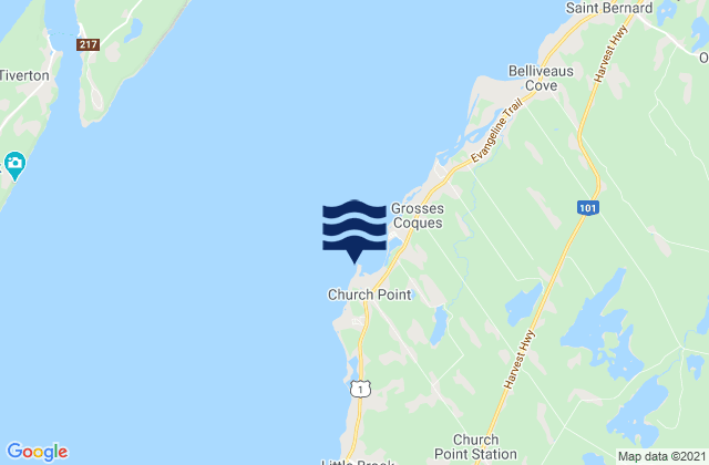 Barre à Church Point, Canadaの潮見表地図