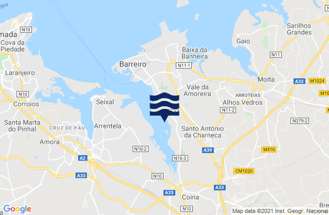 Barreiro, Portugalの潮見表地図