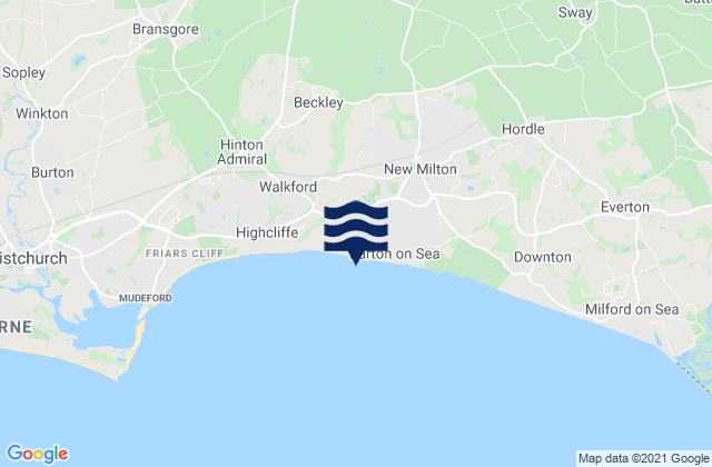 Barton on Sea, United Kingdomの潮見表地図