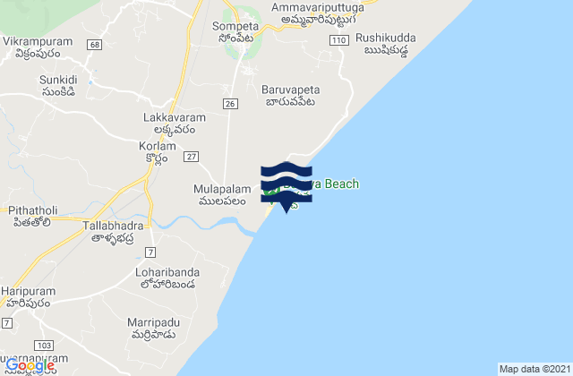 Baruva, Indiaの潮見表地図