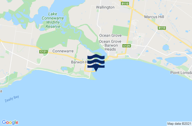 Barwon Heads, Australiaの潮見表地図