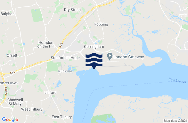 Basildon, United Kingdomの潮見表地図