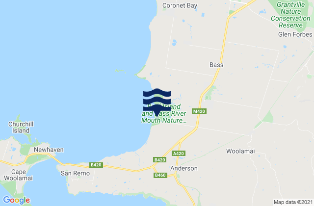 Bass Coast, Australiaの潮見表地図