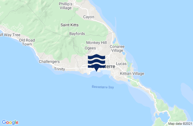 Basseterre, Saint Kitts and Nevisの潮見表地図