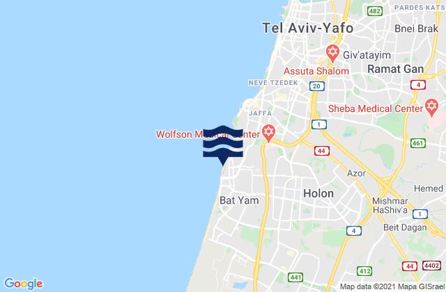 Bat Yam, Israelの潮見表地図