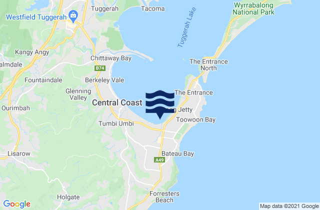 Bateau Bay, Australiaの潮見表地図