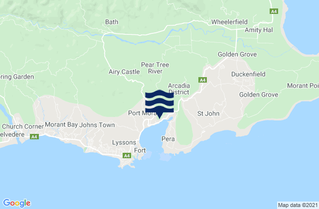 Bath, Jamaicaの潮見表地図
