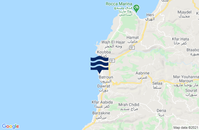Batroûn, Lebanonの潮見表地図