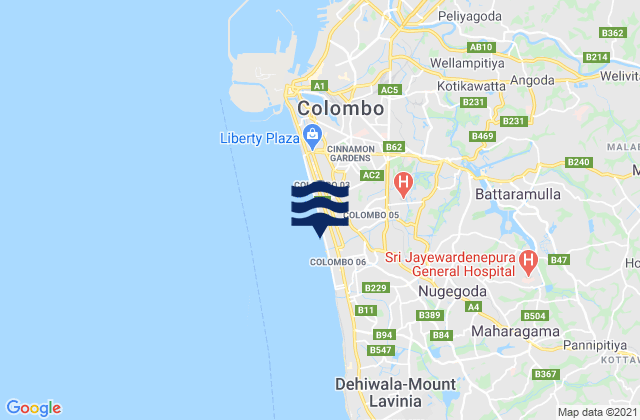 Battaramulla South, Sri Lankaの潮見表地図