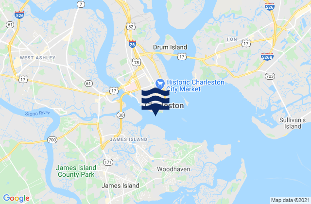 Battery southwest of, United Statesの潮見表地図