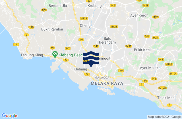 Batu Berendam, Malaysiaの潮見表地図