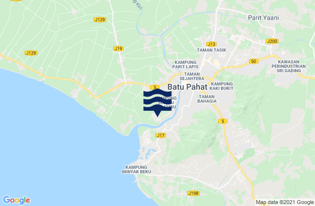Batu Pahat, Malaysiaの潮見表地図