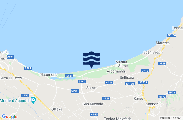 Bau Bau Beach, Italyの潮見表地図