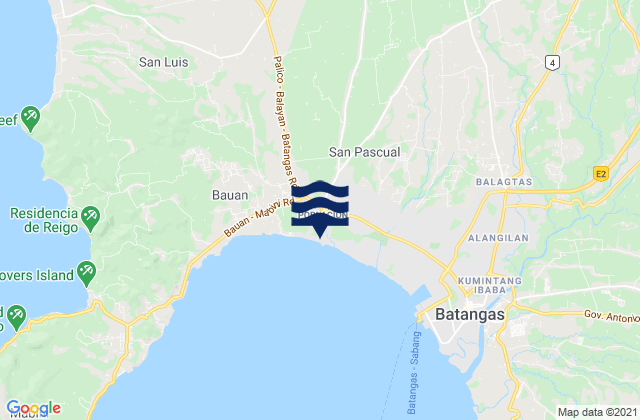 Bauan, Philippinesの潮見表地図