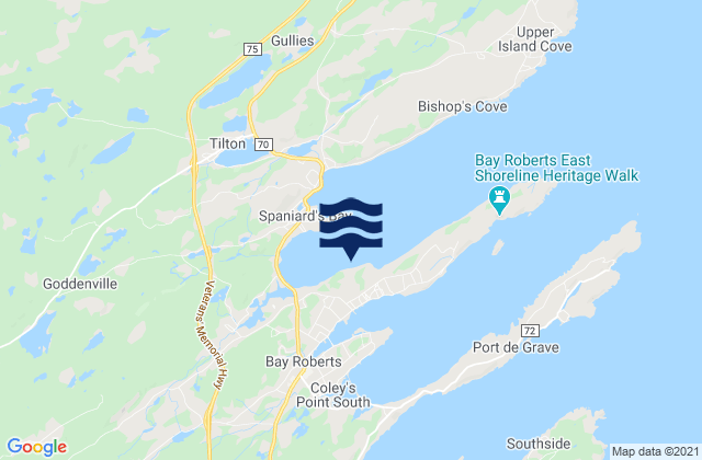 Bay Roberts Harbour, Canadaの潮見表地図