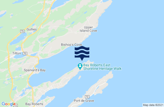 Bay Roberts, Canadaの潮見表地図