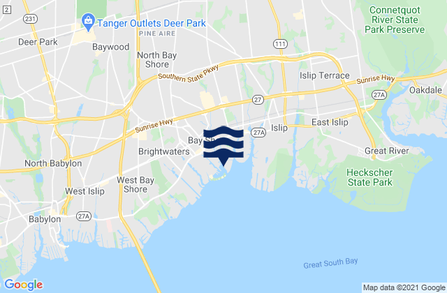 Bay Shore, United Statesの潮見表地図