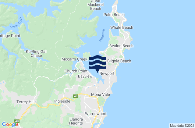 Bay View, Australiaの潮見表地図