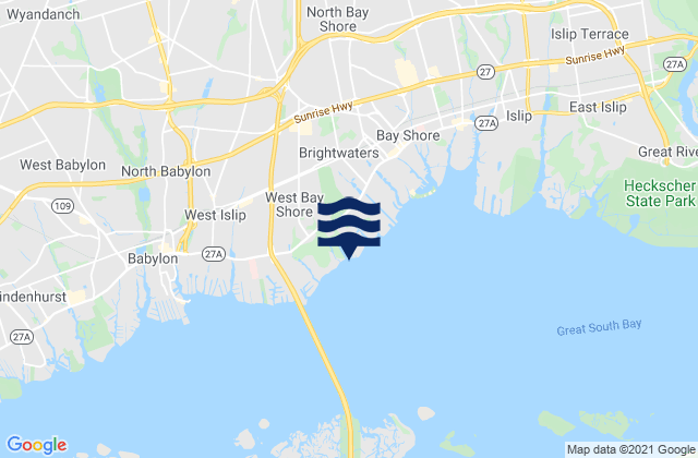 Bay Wood, United Statesの潮見表地図