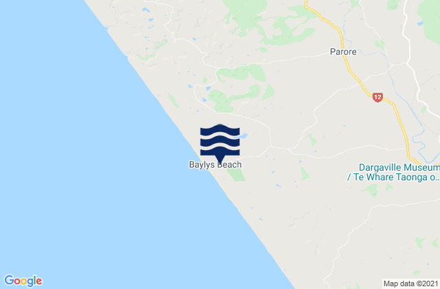 Baylys Beach, New Zealandの潮見表地図