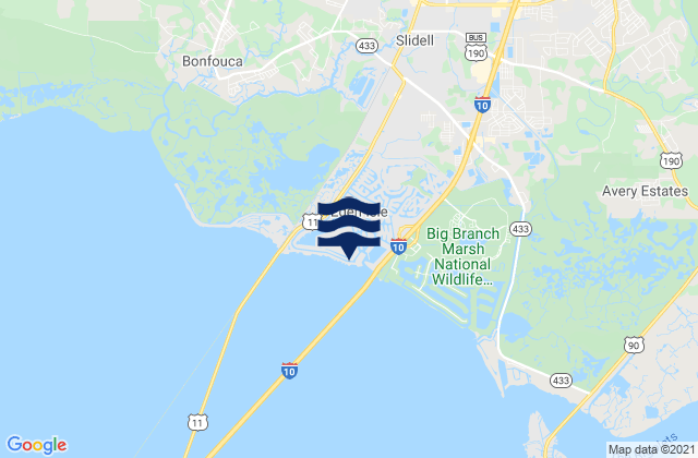 Bayou Bon Fouca Route 433, United Statesの潮見表地図