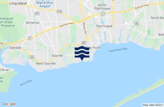 Bayport, United Statesの潮見表地図