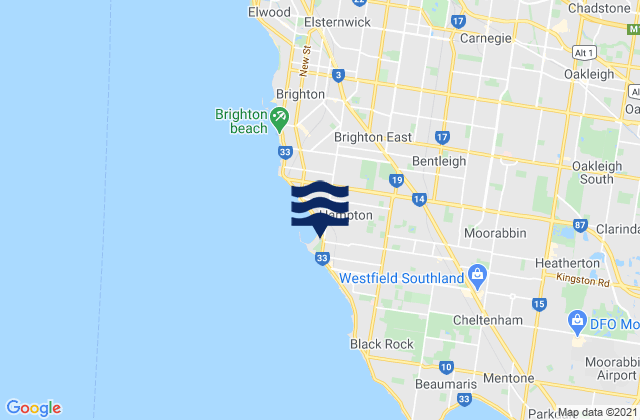 Bayside, Australiaの潮見表地図