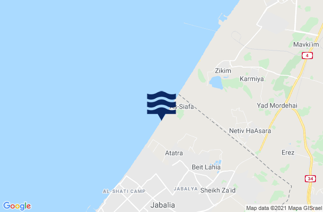 Bayt Ḩānūn, Palestinian Territoryの潮見表地図