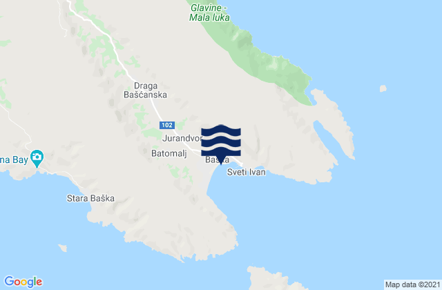 Baška, Croatiaの潮見表地図