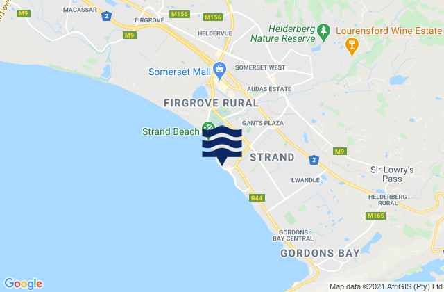 Beach Road, South Africaの潮見表地図