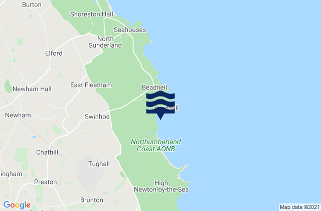 Beadnell Bay Beach, United Kingdomの潮見表地図