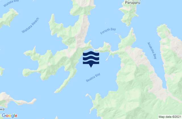 Beatrix Bay, New Zealandの潮見表地図
