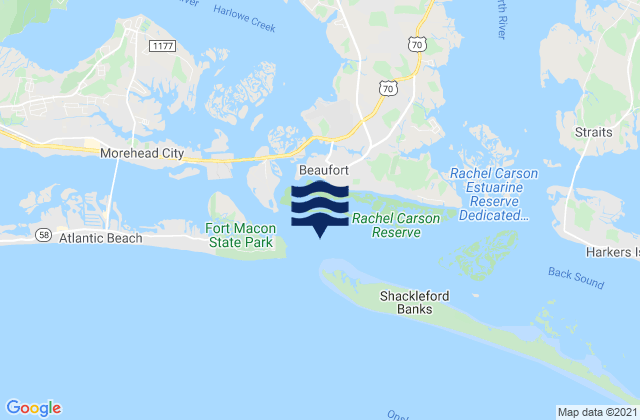 Beaufort Inlet Channel Range, United Statesの潮見表地図