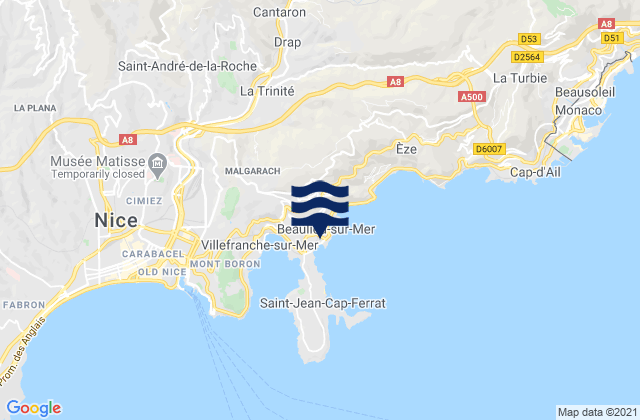 Beaulieu-sur-Mer, Franceの潮見表地図