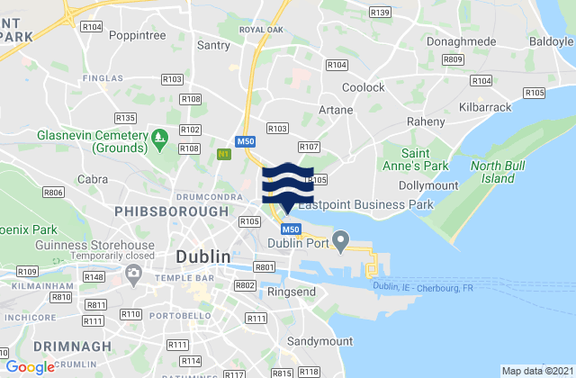 Beaumont, Irelandの潮見表地図