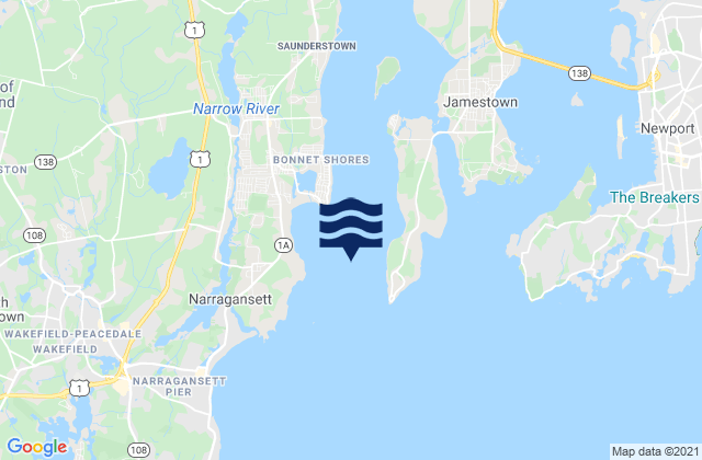Beavertail Point 0.8 mile northwest of, United Statesの潮見表地図