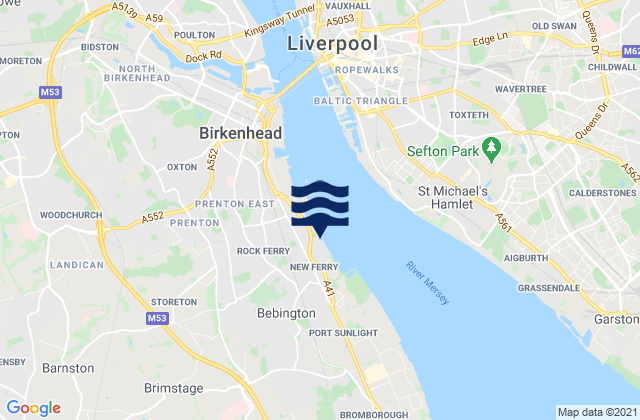 Bebington, United Kingdomの潮見表地図
