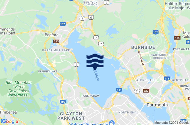 Bedford Basin, Canadaの潮見表地図