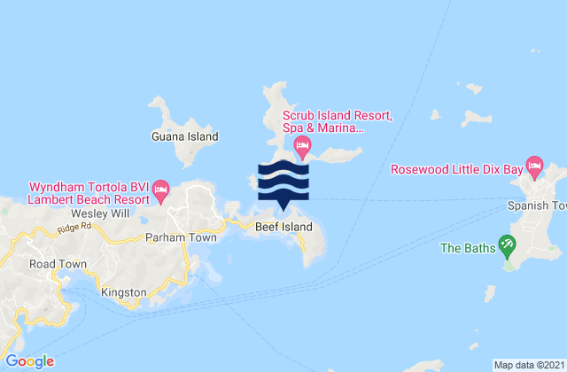 Beef Island, British Virgin Islandsの潮見表地図