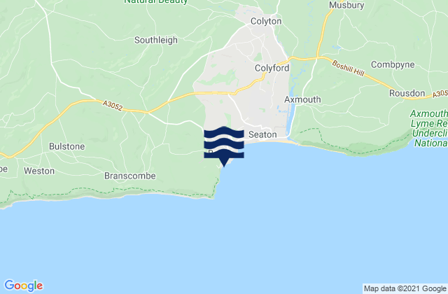 Beer Beach, United Kingdomの潮見表地図