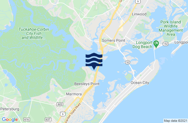 Beesleys Point, United Statesの潮見表地図
