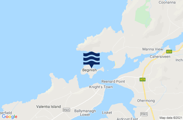 Beginish Island, Irelandの潮見表地図