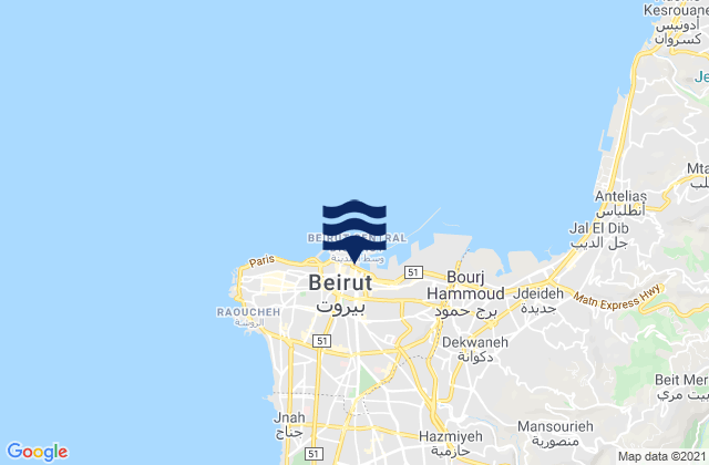 Beirut, Lebanonの潮見表地図