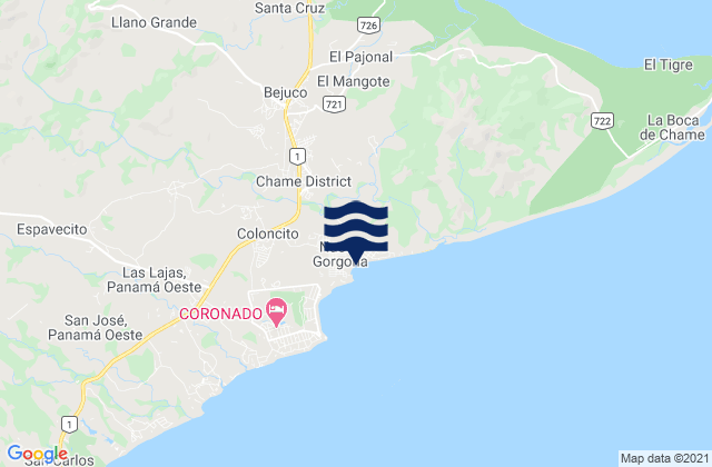 Bejuco, Panamaの潮見表地図