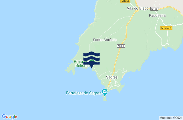 Beliche, Portugalの潮見表地図