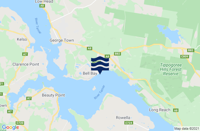 Bell Bay, Australiaの潮見表地図
