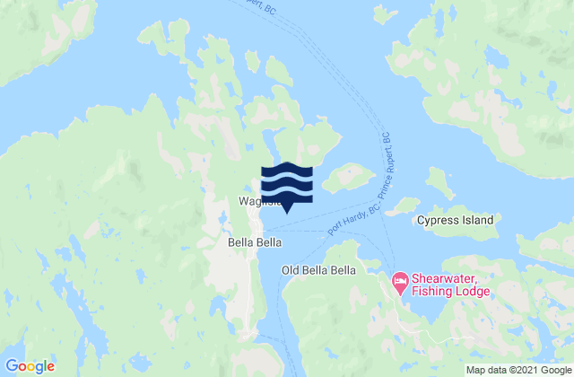 Bella Bella, Canadaの潮見表地図