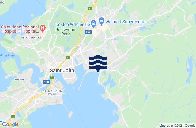 Belleisle Bay, Canadaの潮見表地図