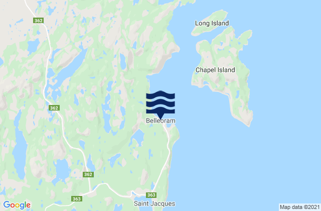 Belleoram, Canadaの潮見表地図