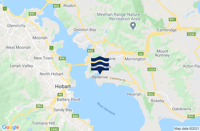 Bellerive, Australiaの潮見表地図